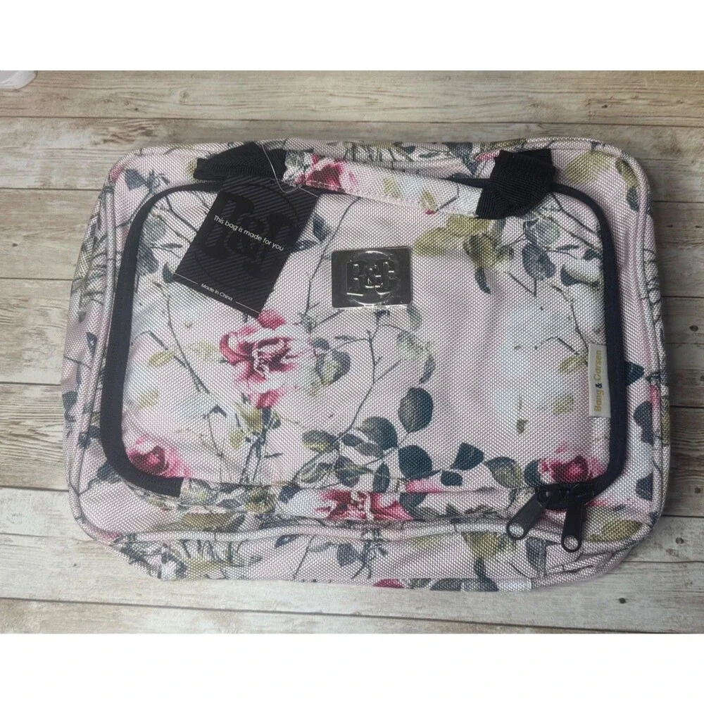 Bang & Carson Hanging Travel Toiletry Storage Bag Light Pink Floral NWT